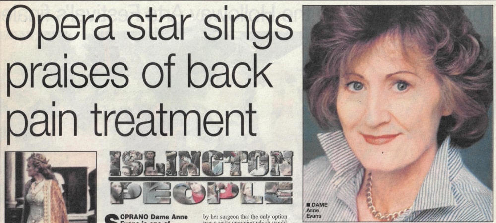 Opera star sings praises of back pain treatment